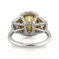 4.93ct Fancy Light Yellow Cushion Cut Diamond Engagement Ring