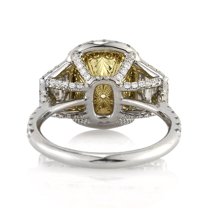 4.93ct Fancy Light Yellow Cushion Cut Diamond Engagement Ring