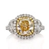 4.51ct Fancy Light Yellow Cushion Cut Diamond Engagement Ring
