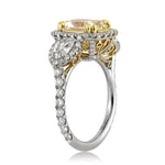 4.90ct Fancy Light Yellow Cushion Cut Diamond Engagement Ring