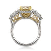 4.90ct Fancy Light Yellow Cushion Cut Diamond Engagement Ring