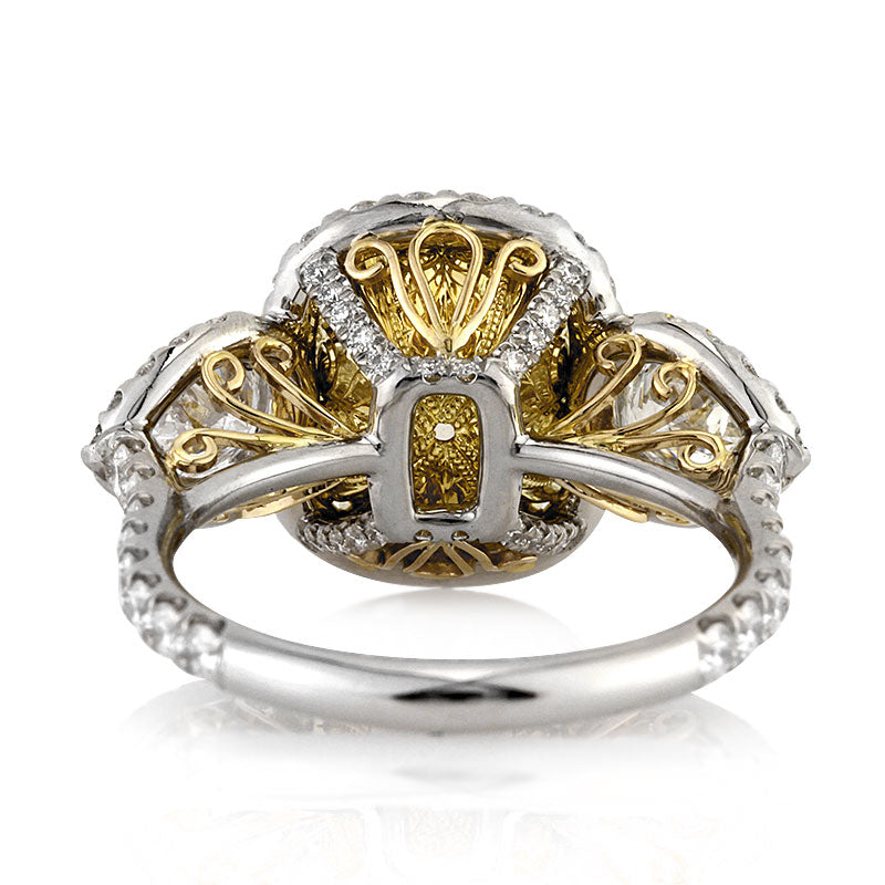 4.90ct Fancy Light Yellow Cushion Cut Diamond Engagement Ring