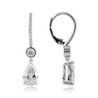 3.83ct Pear Shaped Diamond Dangle Earrings