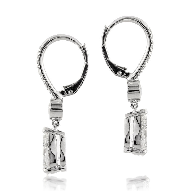 3.83ct Pear Shaped Diamond Dangle Earrings