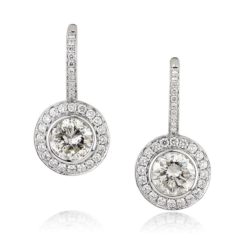 5.56ct Round Brilliant Cut Diamond Dangle Earrings