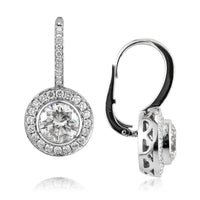 5.56ct Round Brilliant Cut Diamond Dangle Earrings