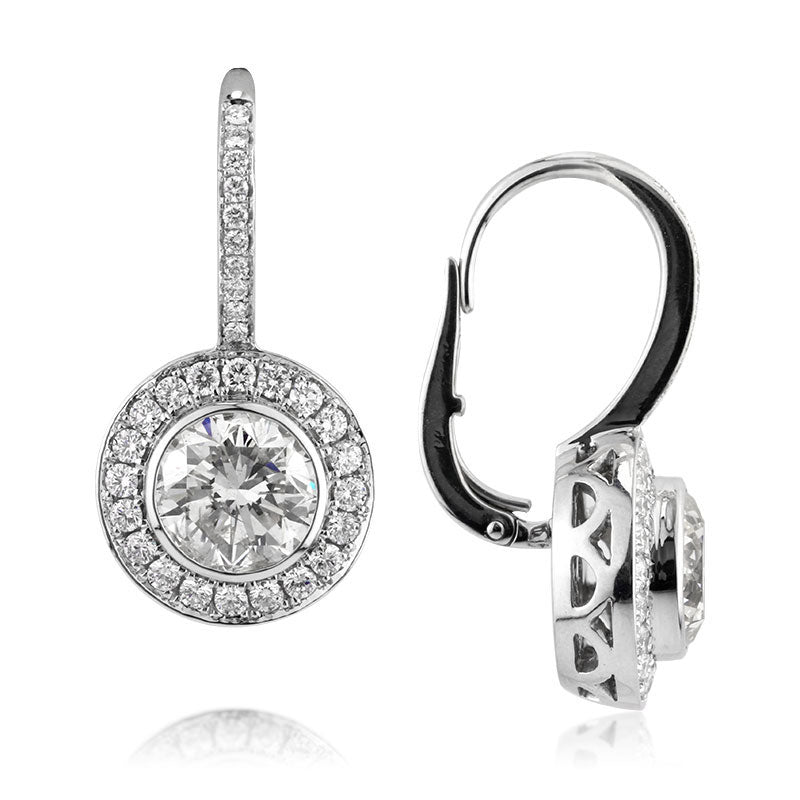 5.56ct Round Brilliant Cut Diamond Dangle Earrings