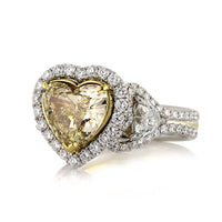 4.60ct Fancy Light Yellow Heart Shaped Diamond Engagement Ring