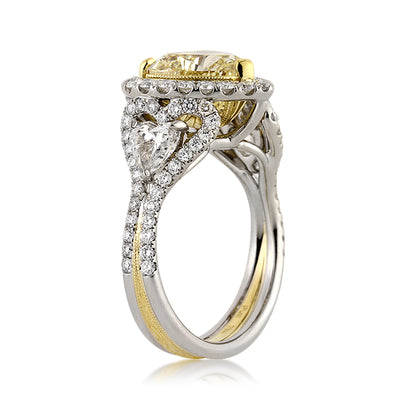4.60ct Fancy Light Yellow Heart Shaped Diamond Engagement Ring