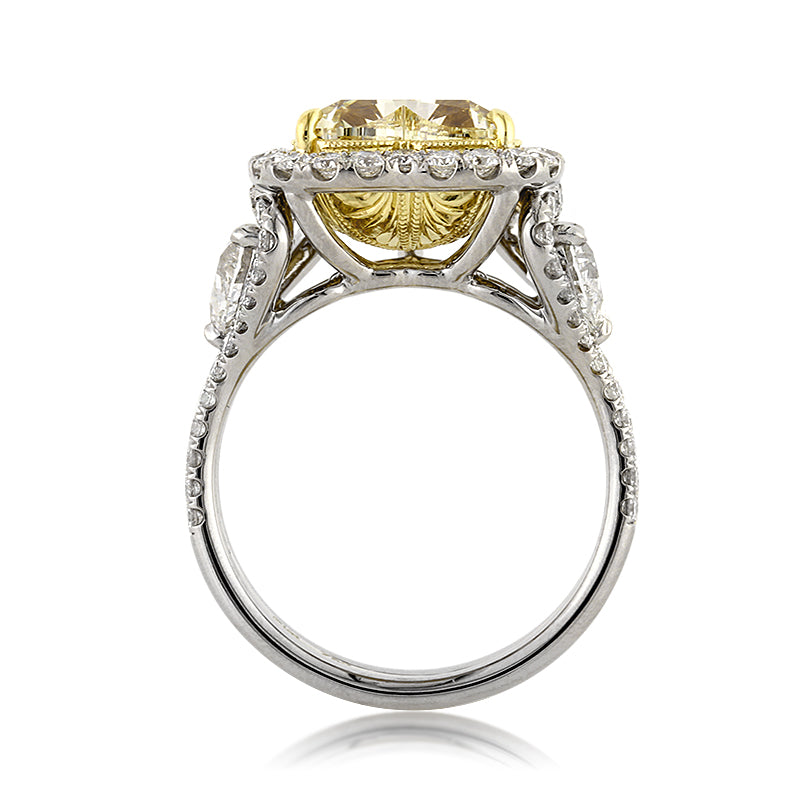 4.60ct Fancy Light Yellow Heart Shaped Diamond Engagement Ring