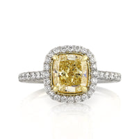 2.86ct Fancy Yellow Cushion Cut Diamond Engagement Ring