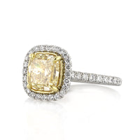 2.86ct Fancy Yellow Cushion Cut Diamond Engagement Ring