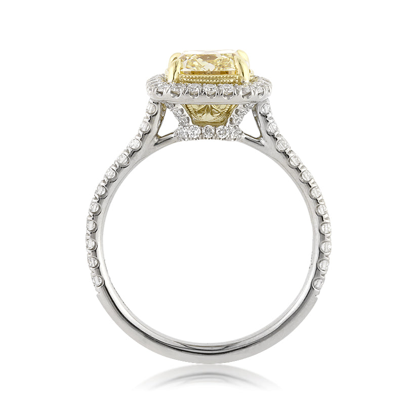 2.86ct Fancy Yellow Cushion Cut Diamond Engagement Ring