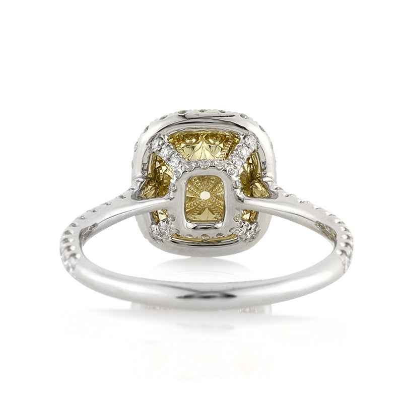 2.86ct Fancy Yellow Cushion Cut Diamond Engagement Ring