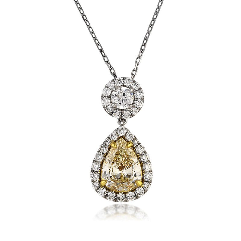 3.04ct Fancy Light Yellow Pear Shaped Diamond Pendant