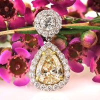 3.04ct Fancy Light Yellow Pear Shaped Diamond Pendant