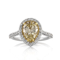 2.28ct Fancy Yellow Pear Shaped Diamond Engagement Ring