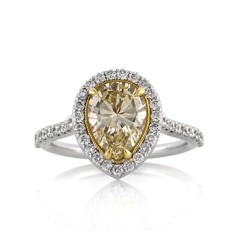 2.28ct Fancy Yellow Pear Shaped Diamond Engagement Ring