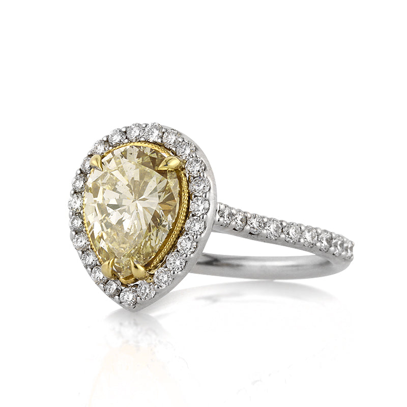 2.28ct Fancy Yellow Pear Shaped Diamond Engagement Ring