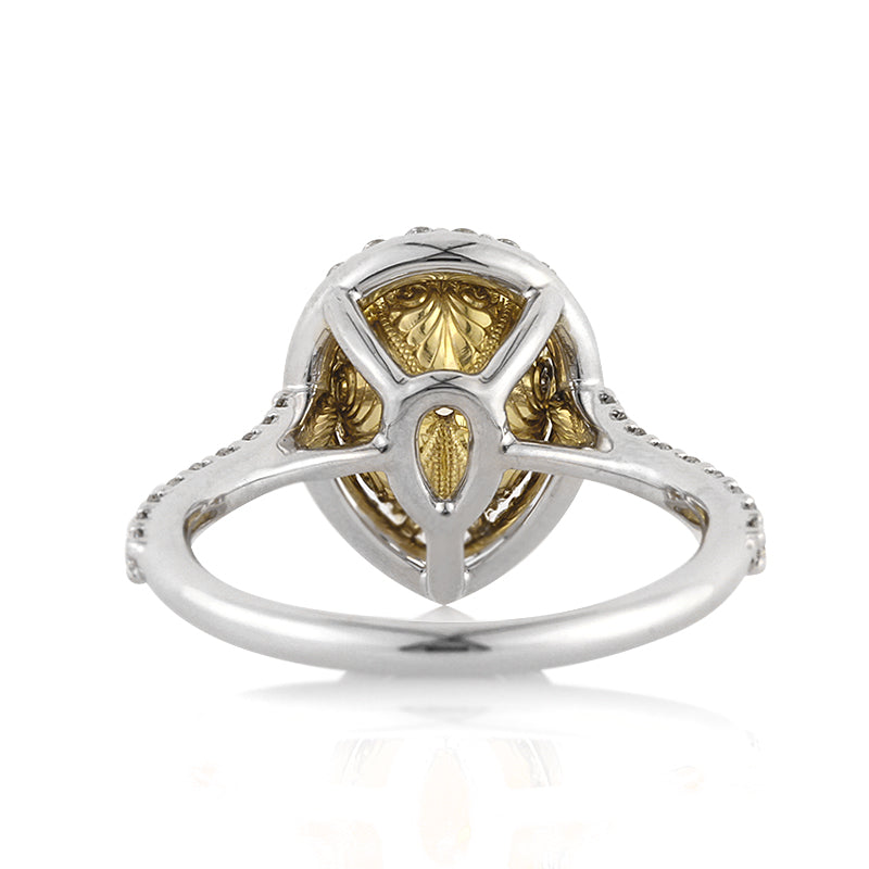2.28ct Fancy Yellow Pear Shaped Diamond Engagement Ring