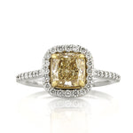 2.29ct Fancy Light Yellow Cushion Cut Diamond Engagement Ring