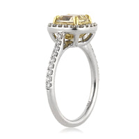 2.29ct Fancy Light Yellow Cushion Cut Diamond Engagement Ring