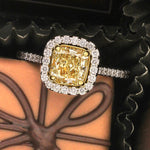 2.29ct Fancy Light Yellow Cushion Cut Diamond Engagement Ring