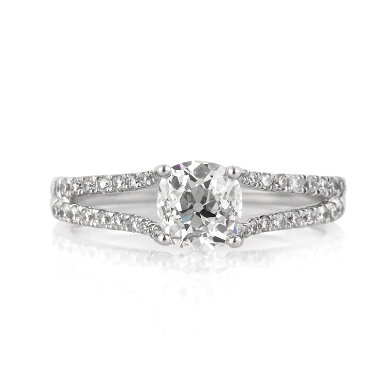 1.35ct Antique Cushion Brilliant Diamond Engagement Ring