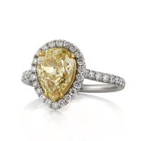 3.16ct Fancy Yellow Pear Shaped Diamond Engagement Ring