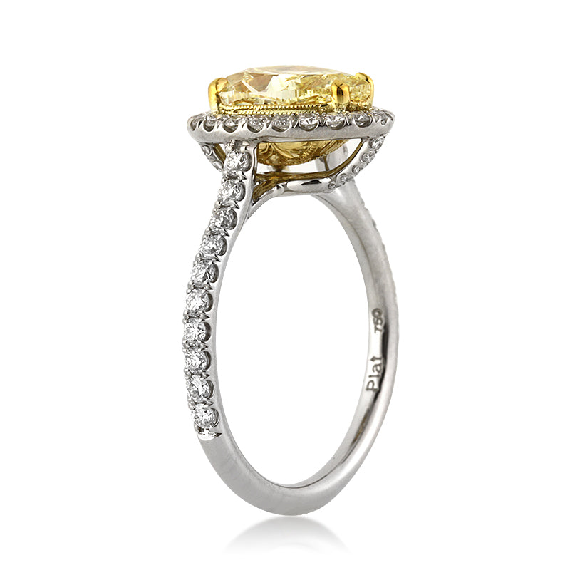 3.16ct Fancy Yellow Pear Shaped Diamond Engagement Ring