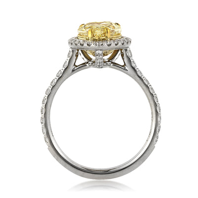 3.16ct Fancy Yellow Pear Shaped Diamond Engagement Ring