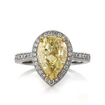 3.58ct Fancy Light Yellow Pear Shaped Diamond Engagement Ring
