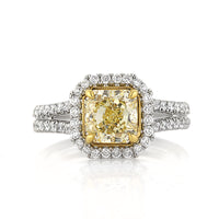 2.24ct Fancy Yellow Radiant Cut Diamond Engagement Ring