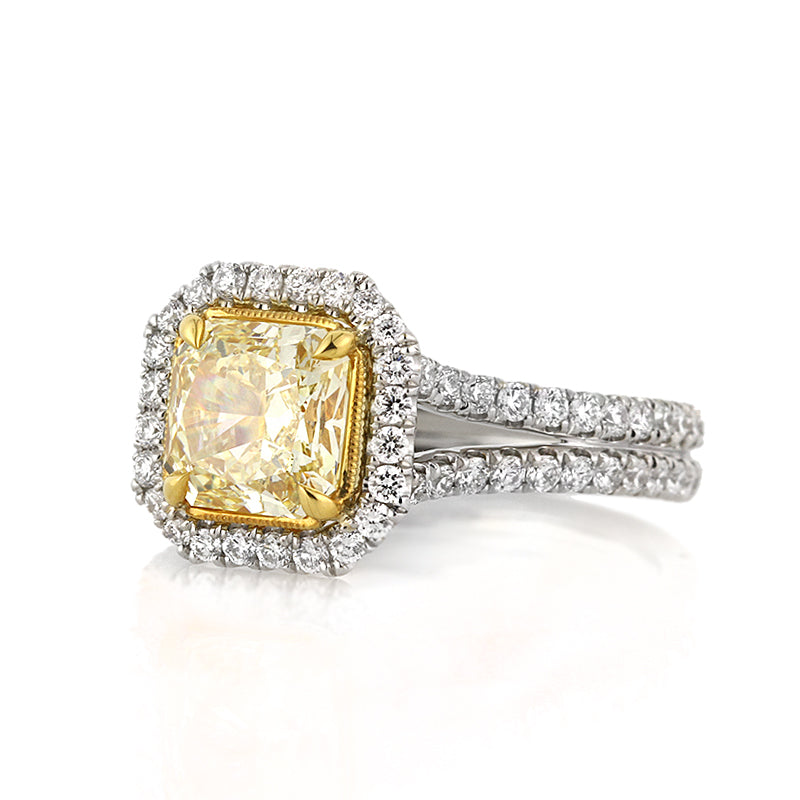 2.24ct Fancy Yellow Radiant Cut Diamond Engagement Ring