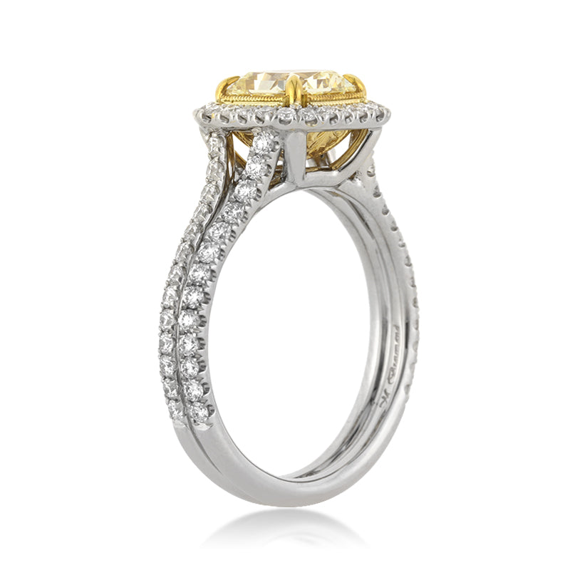2.24ct Fancy Yellow Radiant Cut Diamond Engagement Ring