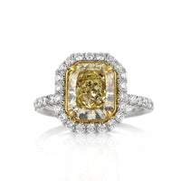 4.17ct Fancy Yellow Radiant Cut Diamond Engagement Ring