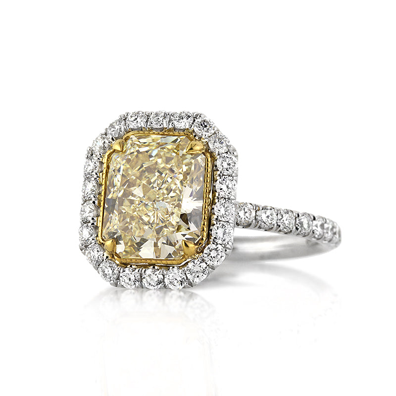 4.17ct Fancy Yellow Radiant Cut Diamond Engagement Ring