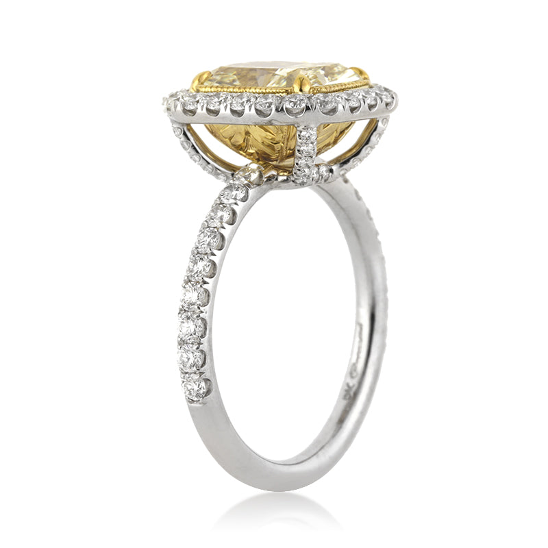 4.17ct Fancy Yellow Radiant Cut Diamond Engagement Ring