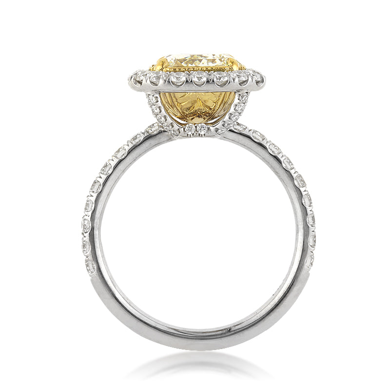 4.17ct Fancy Yellow Radiant Cut Diamond Engagement Ring