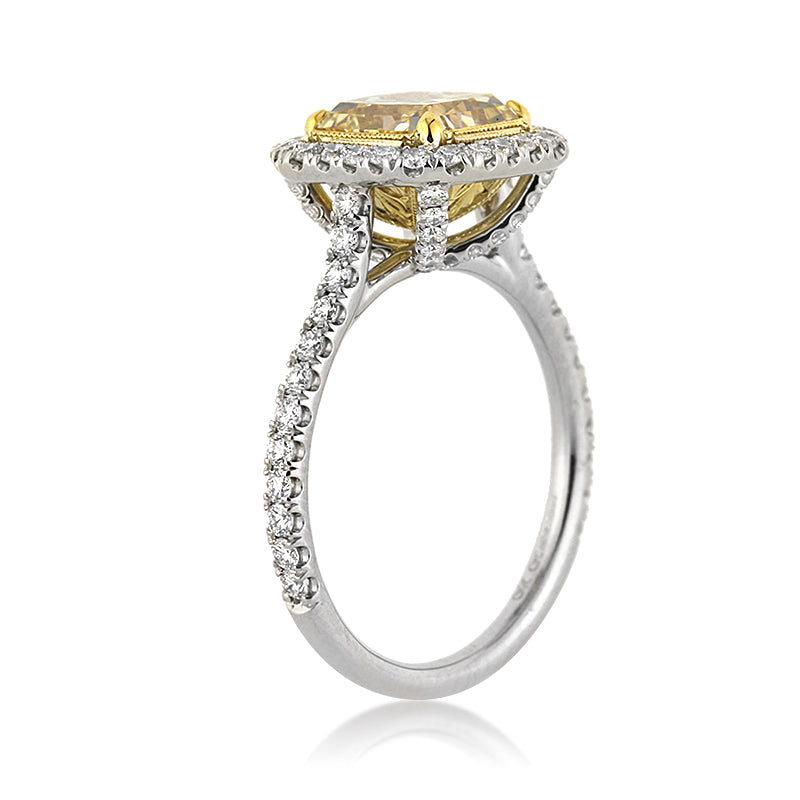 3.15ct Fancy Intense Yellow Radiant Cut Diamond Engagement Ring