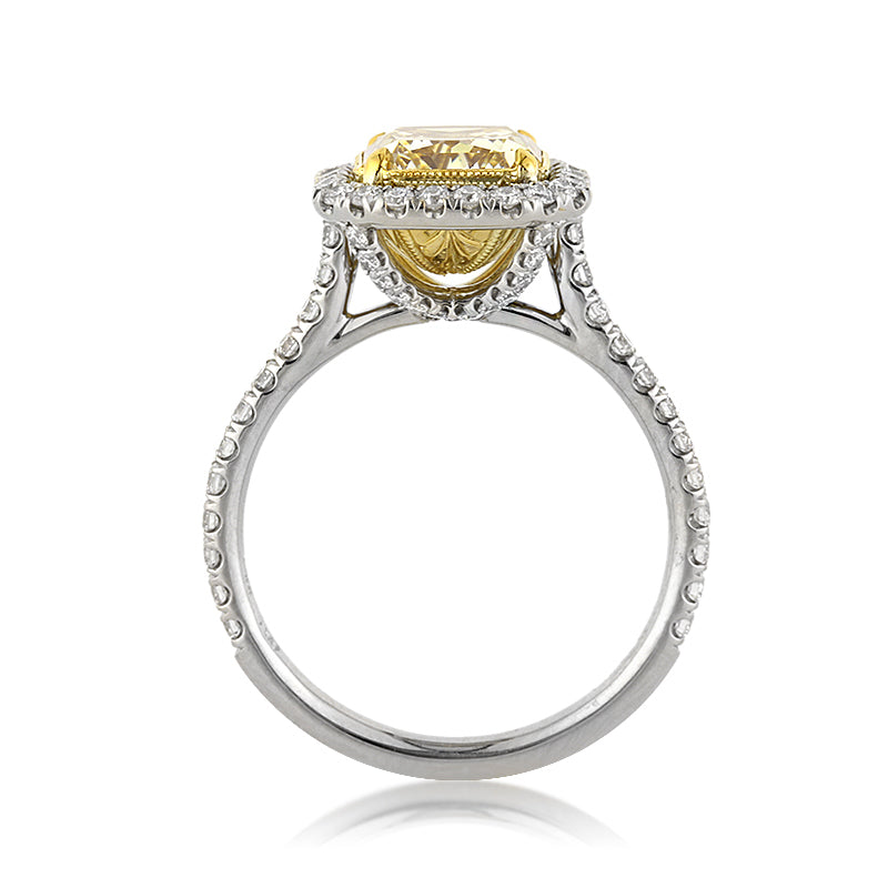 3.15ct Fancy Intense Yellow Radiant Cut Diamond Engagement Ring