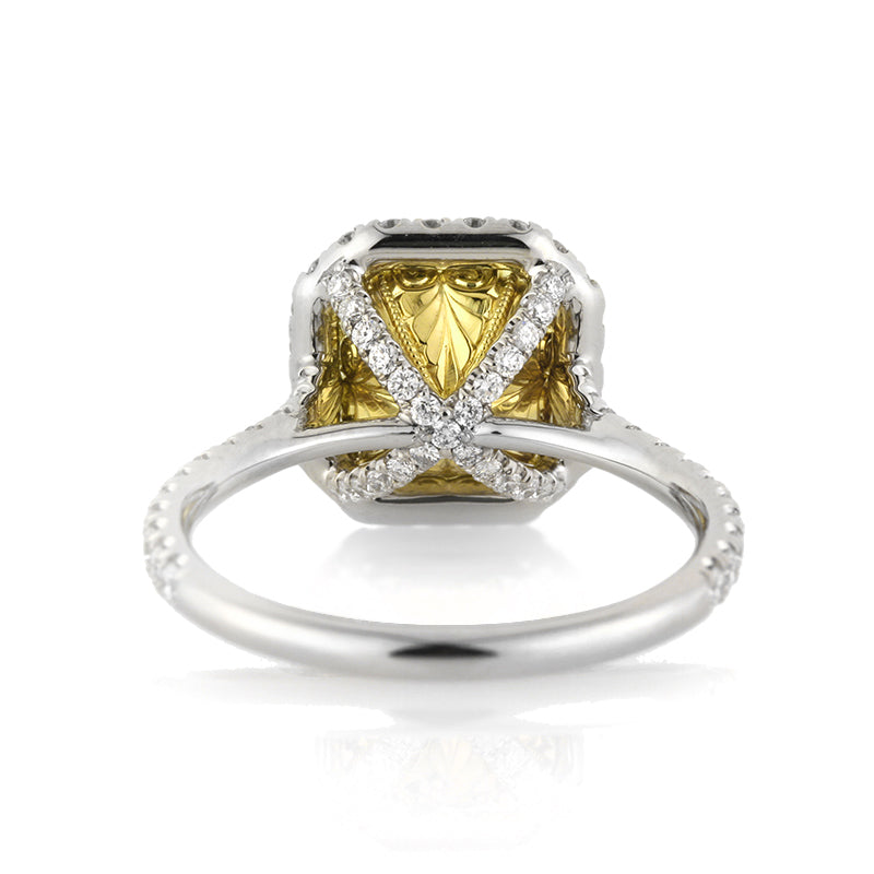 3.15ct Fancy Intense Yellow Radiant Cut Diamond Engagement Ring