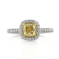 1.50ct Fancy Yellow Cushion Cut Diamond Engagement Ring