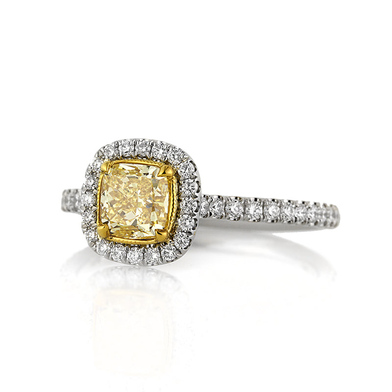 1.50ct Fancy Yellow Cushion Cut Diamond Engagement Ring