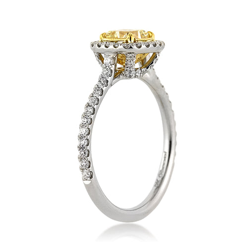 1.50ct Fancy Yellow Cushion Cut Diamond Engagement Ring