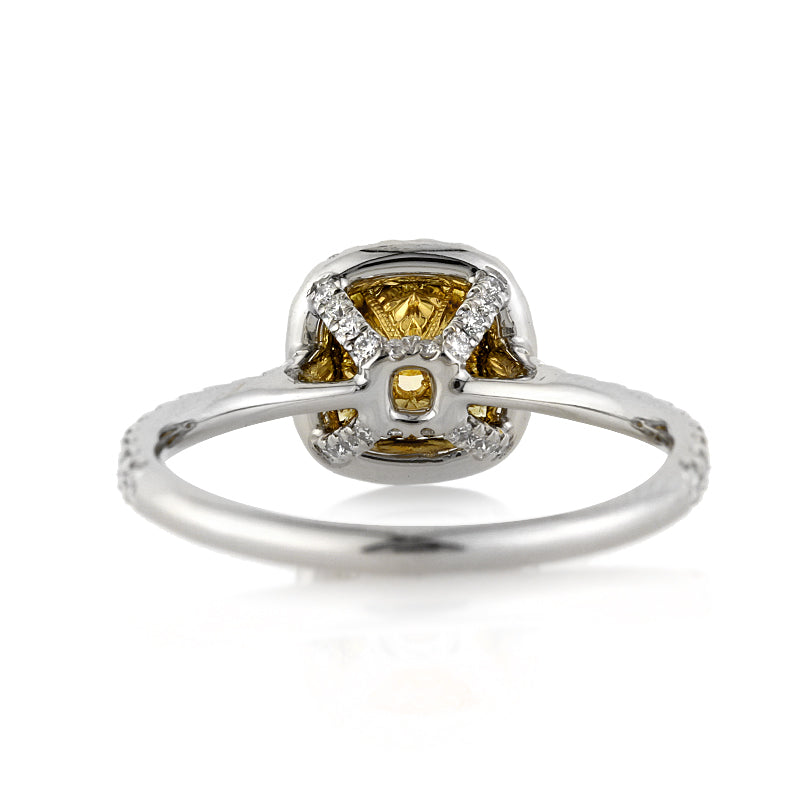1.50ct Fancy Yellow Cushion Cut Diamond Engagement Ring