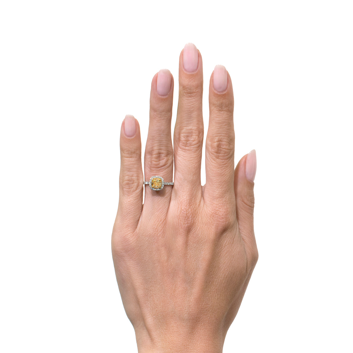 1.50ct Fancy Yellow Cushion Cut Diamond Engagement Ring