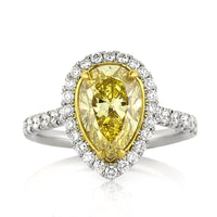 3.65ct Fancy Intense Yellow Pear Shaped Diamond Engagement Ring