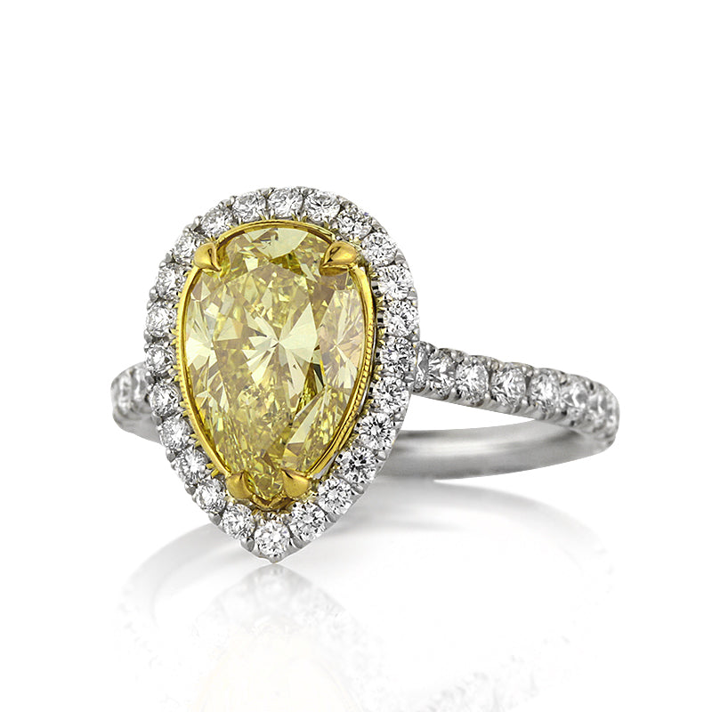 3.65ct Fancy Intense Yellow Pear Shaped Diamond Engagement Ring