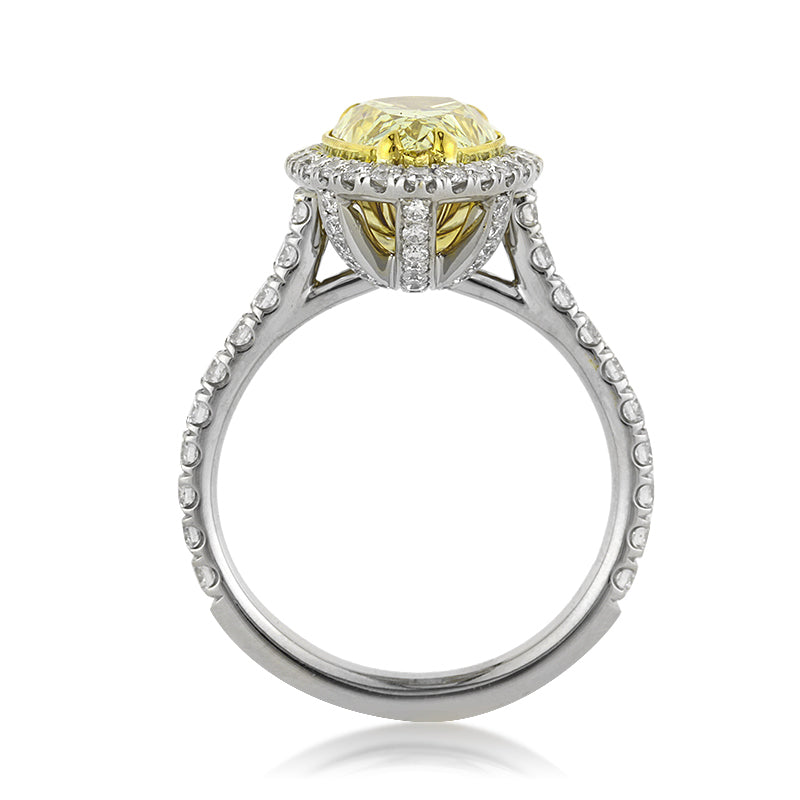 3.65ct Fancy Intense Yellow Pear Shaped Diamond Engagement Ring